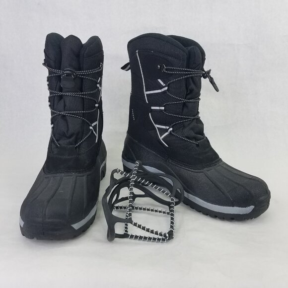 Falls Creek BALTIC Winter Snow Boots Men's Size 11 Black *3M Thinsulate Ice Walk - Picture 1 of 16